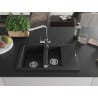 Mexen Gaspar chiuvetă granit 1,5-cameră cu scurgător și baterie de bucătărie Duero, negru/argintiu - 6507-73-671600-00