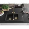 Mexen Gaspar chiuvetă din granit 1,5 compartimente cu scurgător și baterie de bucătărie Duero, negru/argintiu - 6507-73-671600-?