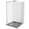 Mexen Omega-3S cabină de duș 3-perete, glisantă 100x100 cm, transparentă, crom + cadă Flat - 825-100-100-01-00-3s-4070