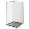 Mexen Omega-3S cabină de duș cu 3 pereți, culisantă 100x100 cm, transparentă, cromată + cadă Flat - 825-100-100-01-00-3s-4070