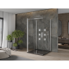 Mexen Omega-3S cabină de duș cu 3 pereți, culisantă 100x100 cm, transparentă, cromată + cadă Flat - 825-100-100-01-00-3s-4070