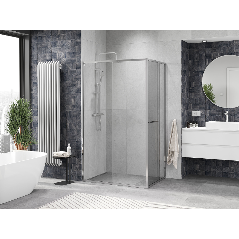 Mexen Linea 80 x 85 cm-es, átlátszó, krómozott tolóajtós zuhanykabin - 8E1-080-085-01-01