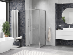 Mexen Linea 80 x 80 cm-es, átlátszó, króm tolóajtós zuhanykabin - 8E1-080-080-01-01
