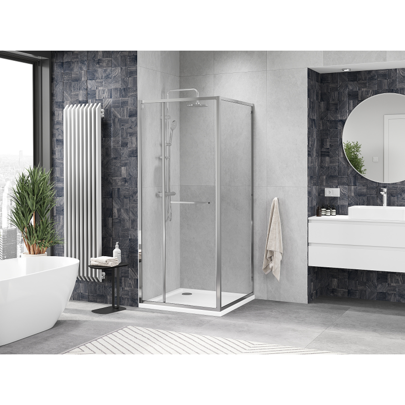 Mexen Linea 100 x 100 cm-es tolóajtós zuhanykabin, átlátszó, króm - 8E1-100-100-01-01