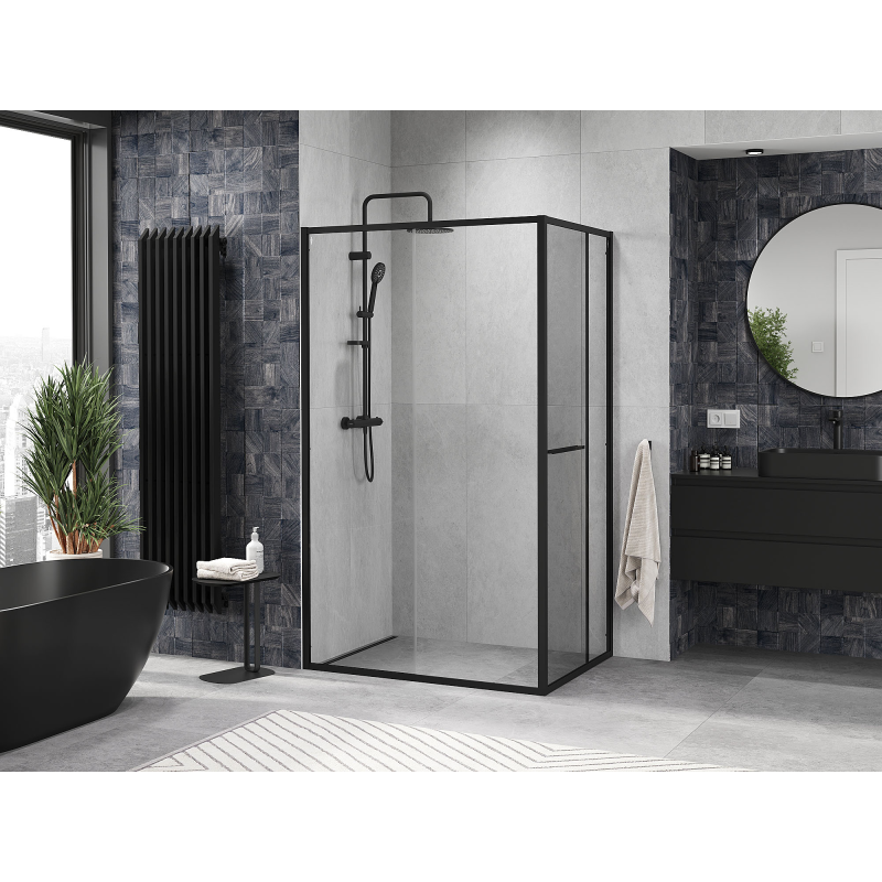 Mexen Linea 120 x 80 cm-es, átlátszó, fekete tolóajtós zuhanykabin - 8E1-120-080-70-70