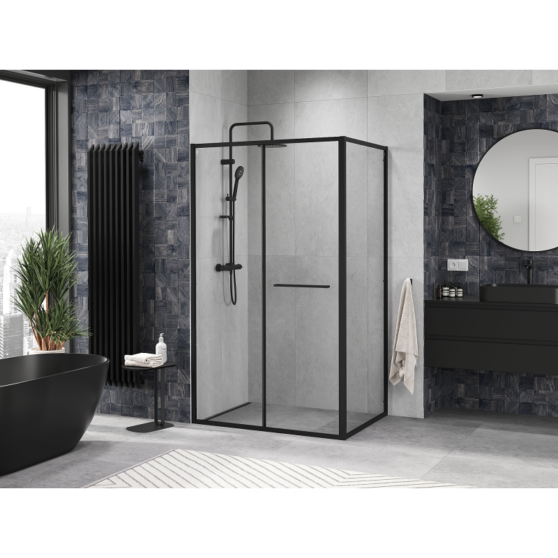 Mexen Linea 120 x 80 cm-es, átlátszó, fekete tolóajtós zuhanykabin - 8E1-120-080-70-70