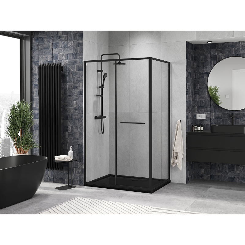 Mexen Linea 120 x 80 cm-es, átlátszó, fekete tolóajtós zuhanykabin - 8E1-120-080-70-70