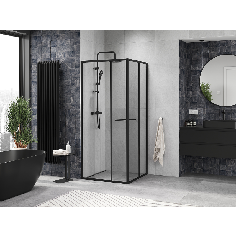 Mexen Linea cabina de duș glisantă 85 x 85 cm, transparentă, neagră - 8E1-085-085-70-70