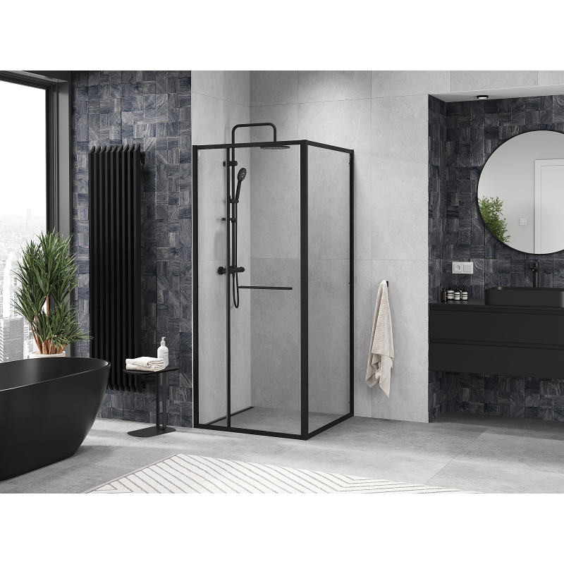 Mexen Linea cabina de duș glisantă 95 x 95 cm, transparentă, neagră - 8E1-095-095-70-70