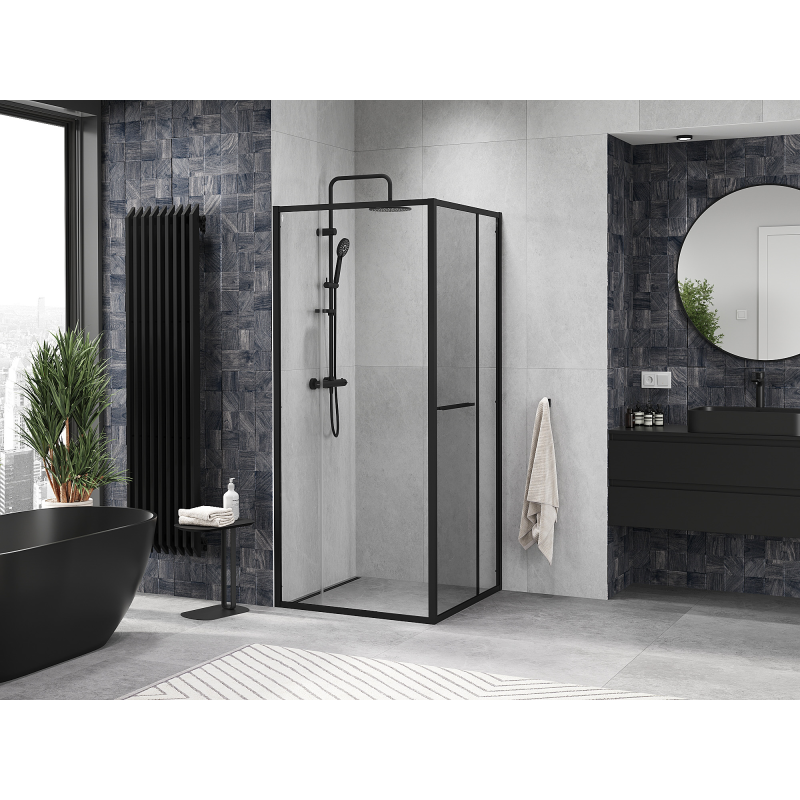 Mexen Linea cabină de duș glisantă 100 x 100 cm, transparentă, neagră - 8E1-100-100-70-70