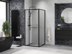 Mexen Linea tolóajtós zuhanykabin 100 x 100 cm, átlátszó, fekete - 8E1-100-100-70-70