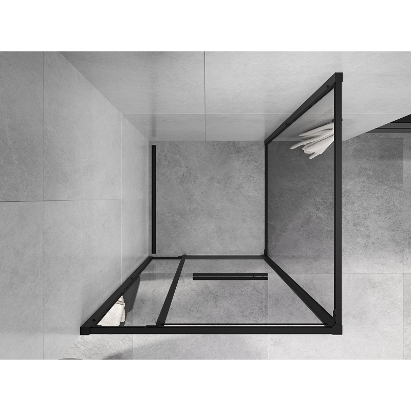 Mexen Linea 95 x 95 cm-es tolóajtós zuhanykabin, átlátszó, fekete - 8E1-095-095-70-70