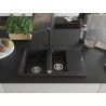 Mexen Gaspar chiuvetă de granit cu 1,5 compartimente cu picurător și baterie de bucătărie Duero, negru/auriu