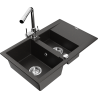 Mexen Gaspar chiuvetă de granit cu 1,5 camere cu scurgător și robinet de bucătărie Duero, negru/auriu metalizat