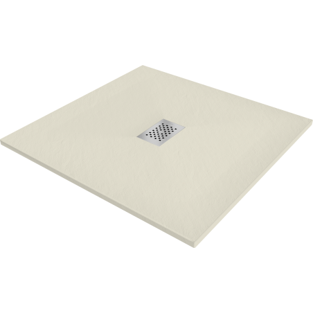Mexen Hugo SMC négyzet alakú zuhanytálca 100 x 100 cm, bézs, inox fedél - 42691010-X