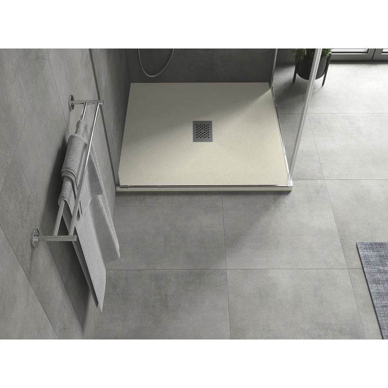 Mexen Hugo recepție pătrată SMC 100 x 100 cm, bej, mascare inox - 42691010-X