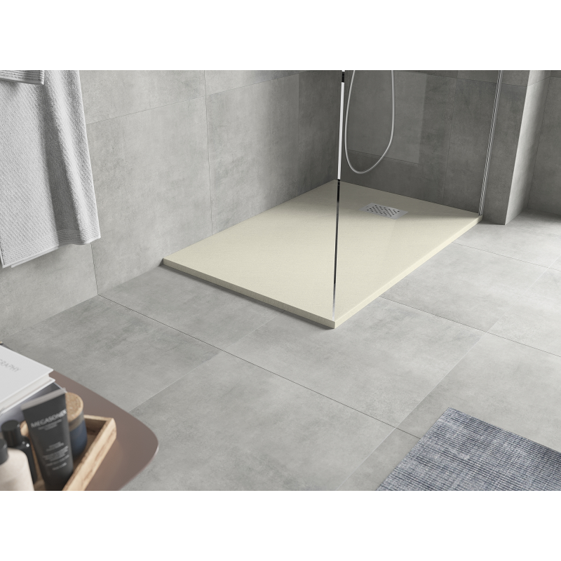 Mexen Hugo SMC téglalap alakú zuhanytálca 120 x 80 cm, bézs, inox burkolat - 42698012-X