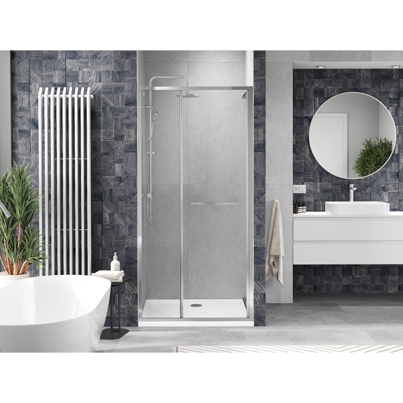 Mexen Linea 80 cm-es tolóajtós zuhanyajtó, átlátszó, króm - 8E1-080-000-01-01