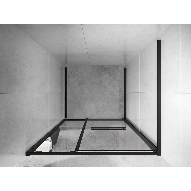 Mexen Linea uși de duș glisante 100 cm, transparente, negre - 8E1-100-000-70-70