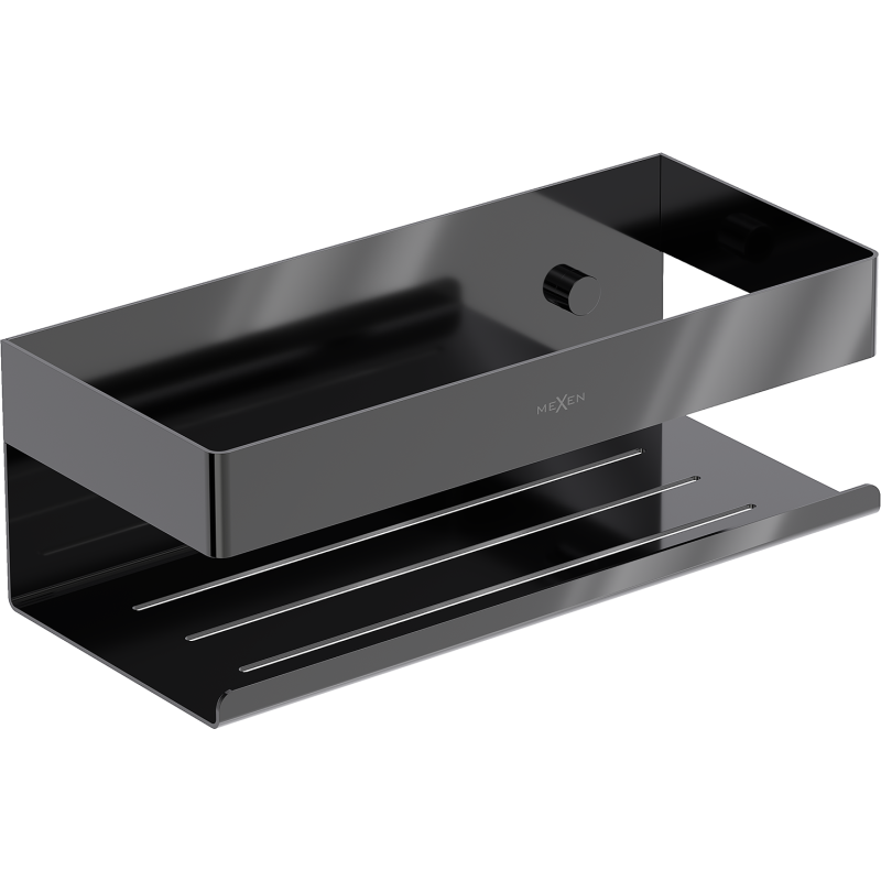 Mexen Brin-L coș de baie, chrome negru - 70A8730-73