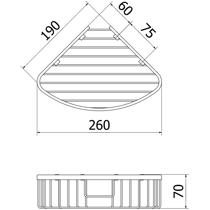 Mexen Uni-C sarok fürdőszobai kosár, arany - 70A8517-50