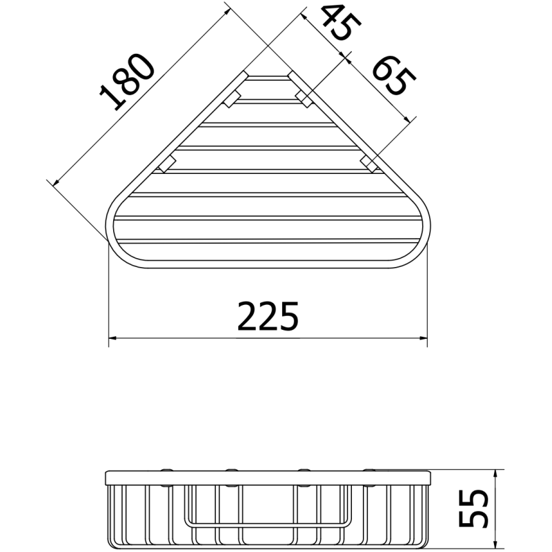 Mexen Uni-T sarok fürdőszobai kosár, króm - 70A8520-00
