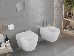 Mexen Carmen Rimless WC csésze lecsapódásmentes slim duroplast üléssel, fényes fehér - 30880500