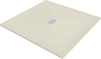Mexen Hugo SMC négyzet alakú zuhanytálca 80 x 80 cm, bézs, fehér fedéllel - 42698080-W