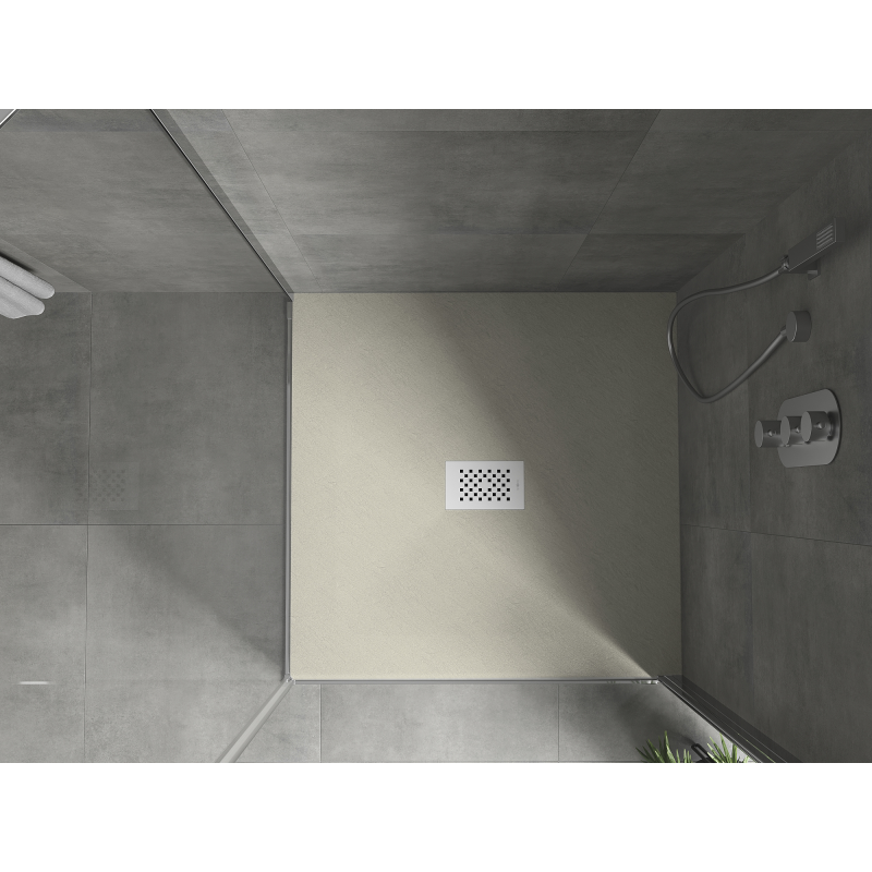 Mexen Hugo SMC négyzet alakú zuhanytálca 80 x 80 cm, bézs, fehér fedéllel - 42698080-W