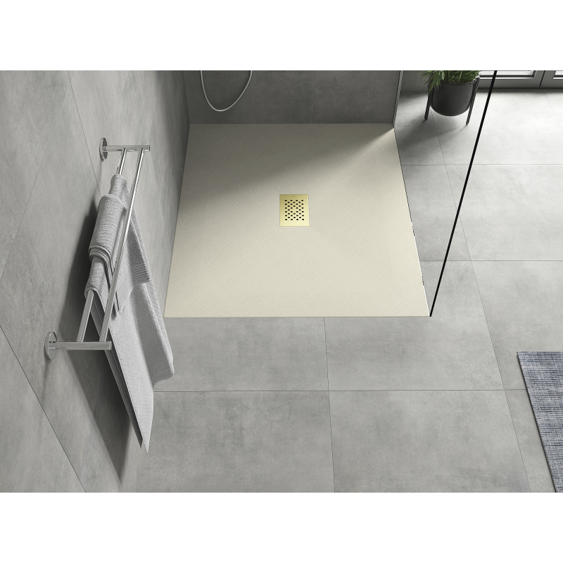 Mexen Hugo cadă de duș dreptunghiulară SMC 120 x 100 cm, bej, mascare aurie - 42691012-G