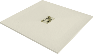 Mexen Hugo cadă de duș pătrată SMC 80 x 80 cm, bej, mascare auriu - 42698080-G