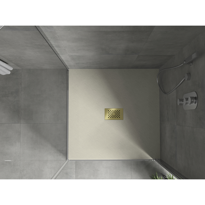 Mexen Hugo duș pătrat SMC 90 x 90 cm, bej, masca auriu - 42699090-G