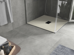 Mexen Hugo SMC negyzet alaku zuhanytalca 100 x 100 cm, bézs, fekete takarólemez - 42691010-B