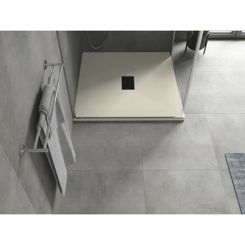 Mexen Hugo SMC negyzet alaku zuhanytalca 100 x 100 cm, bézs, fekete takarólemez - 42691010-B