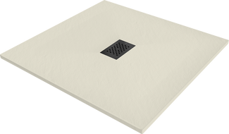 Mexen Hugo SMC négyzet alakú zuhanytálca 80 x 80 cm, bézs, fekete burkolat - 42698080-B