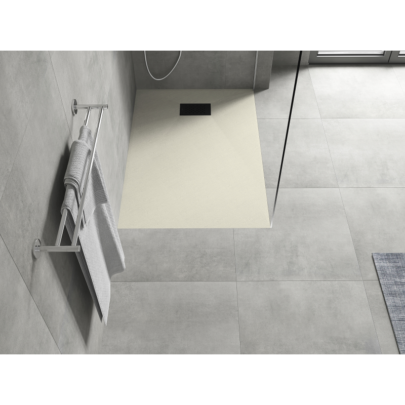 Mexen Hugo SMC 120 x 70 cm-es téglalap alakú zuhanytálca, bézs, fekete takaróelem - 42697012-B