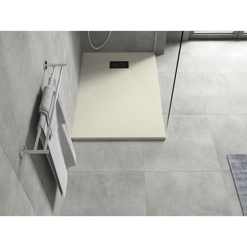 Mexen Hugo SMC 120 x 90 cm téglalap alakú zuhanytálca, bézs, fekete burkolat - 42699012-B