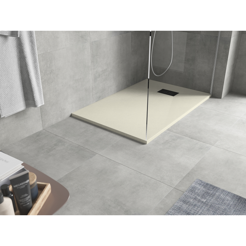 Mexen Hugo SMC 120 x 90 cm téglalap alakú zuhanytálca, bézs, fekete burkolat - 42699012-B