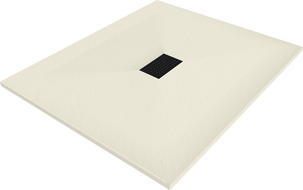 Mexen Hugo SMC 120 x 100 cm-es téglalap alakú zuhanytálca, bézs, fekete burkolat - 42691012-B