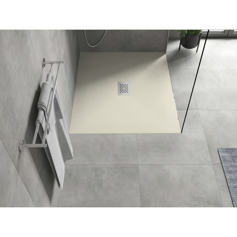 Mexen Hugo SMC 120 x 100 cm téglalap alakú zuhanytálca, bézs, inox burkolat - 42691012-X