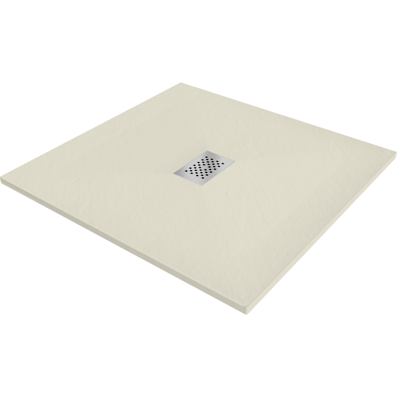 Mexen Hugo SMC 90 x 90 cm-es négyzet alakú zuhanytálca, bézs, inox takarófedél - 42699090-X