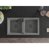 Mexen Mario chiuvetă de granit cu 2 compartimente cu baterie de bucătărie Telma, gri - 6504-71-670200-70-B