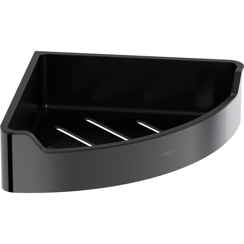 Mexen Rivon-C sarok fürdőszobai kosár, fekete króm - 70A8525-73