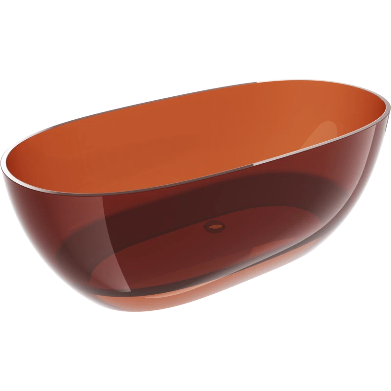 Mexen Pure earth szabadon álló áttetsző kád 170 x 80 cm, krómozott leeresztő - 58071708005