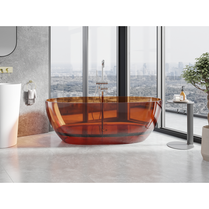 Mexen Pure earth cadă freestanding transparentă 170 x 80 cm, dop crom - 58071708005