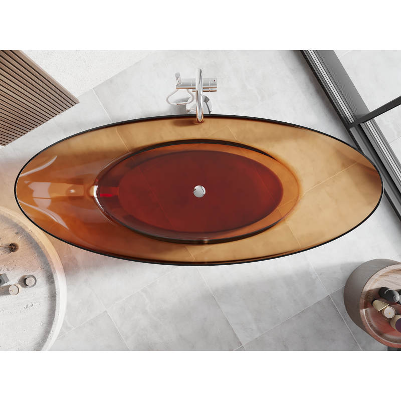 Mexen Vea earth cadă de sine stătătoare transparentă 180 x 80 cm, dop crom - 58091808005