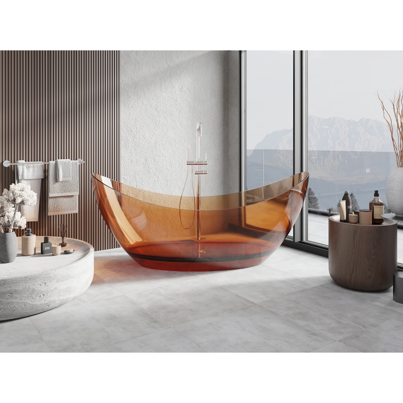 Mexen Vea cada freestanding transparentă 180 x 80 cm, earth, dop crom - 58091808005