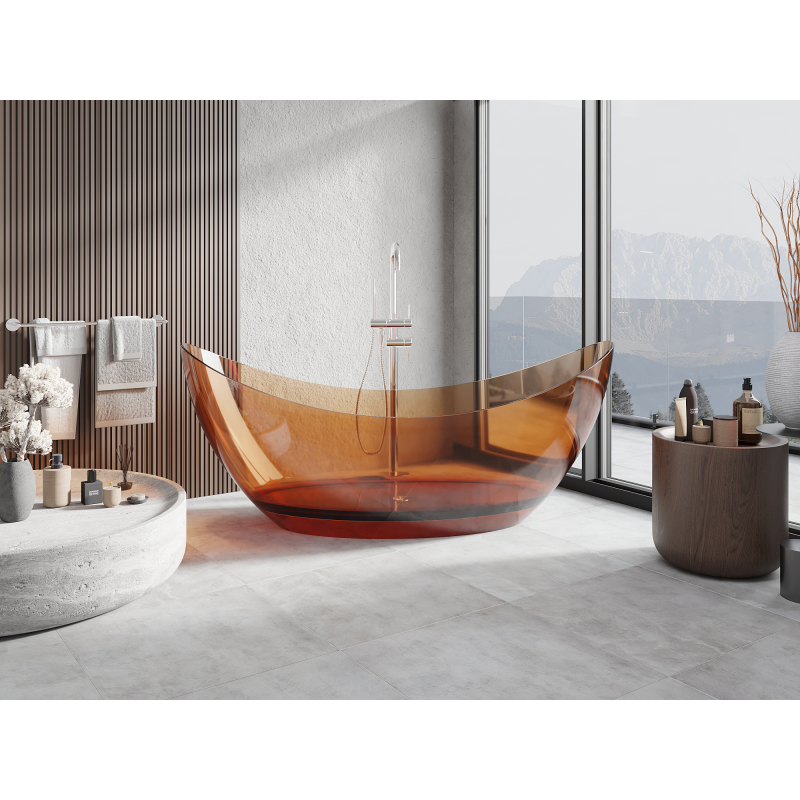 Mexen Vea earth cadă de sine stătătoare transparentă 180 x 80 cm, dop crom - 58091808005