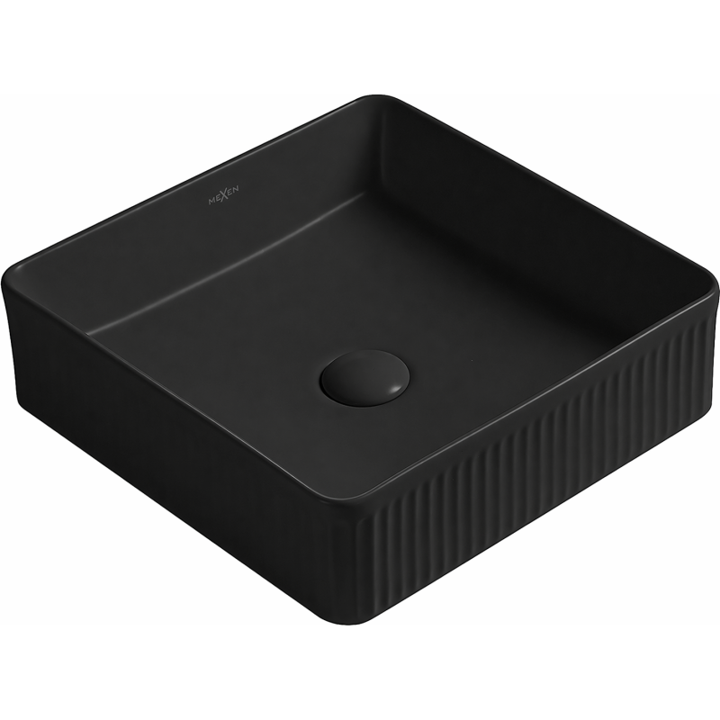 Mexen Grovo lavoar pe blat canelat 37 x 37 cm, negru mat - 22303785