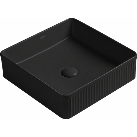 Mexen Grovo lavoar pe blat canelat 37 x 37 cm, negru mat - 22303785